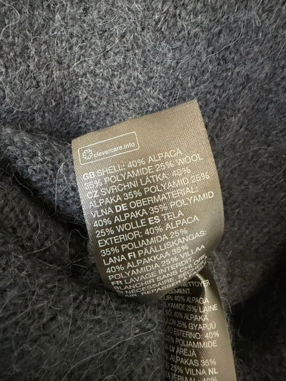 & Other Stories Blue/Brown Long Sleeve Mock Neck Wool Blend Sweater Size L